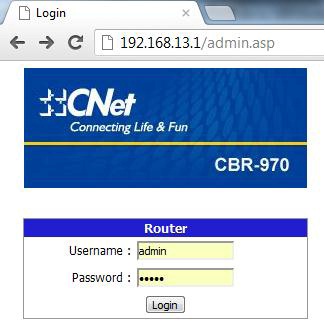 Đăng nhập trình quản lý wifi router CNET CBR-970
