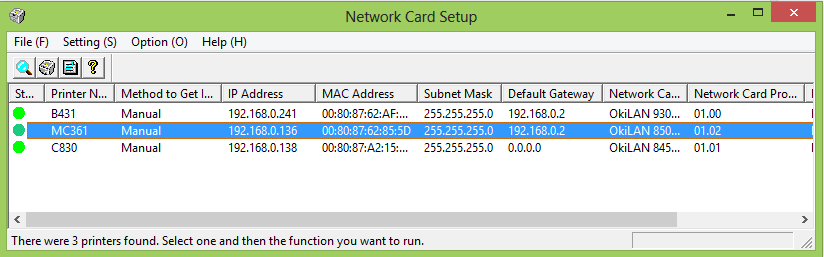 Dò tìm máy in OKI trên mạng bằng tiện ích OKI Network Card Setup 